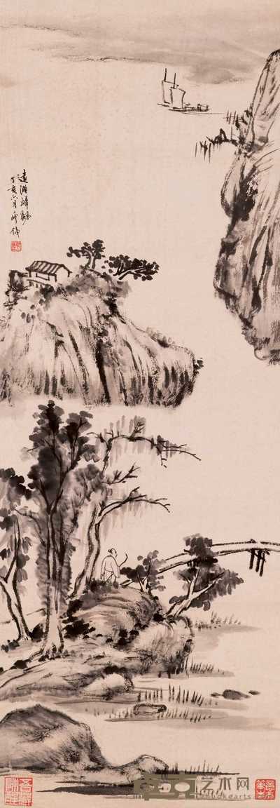 钱瘦铁 1947年作 远浦归帆 立轴 86×29cm